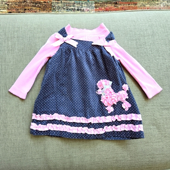 YoungHearts, Pink, Black & White Poodle Dress, Size 18 Months Tall - Picture 2 of 13